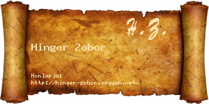 Hinger Zobor névjegykártya